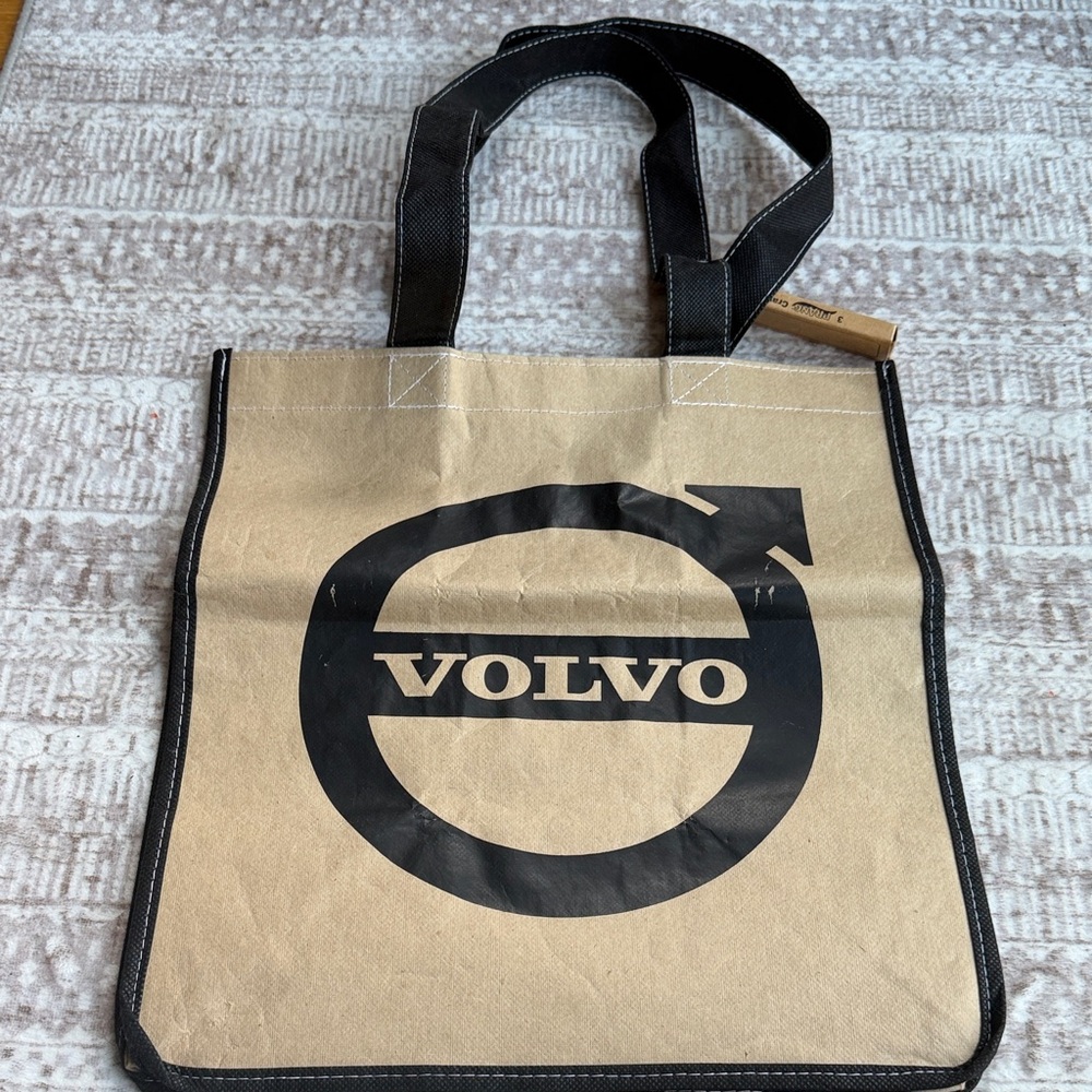 Volvo Tan and Black Grocery Bag